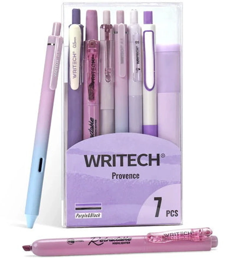 Ens. 7 crayons lilas