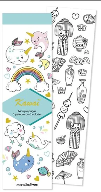 Marque-pages à peindre ou à colorier : Kawaï
