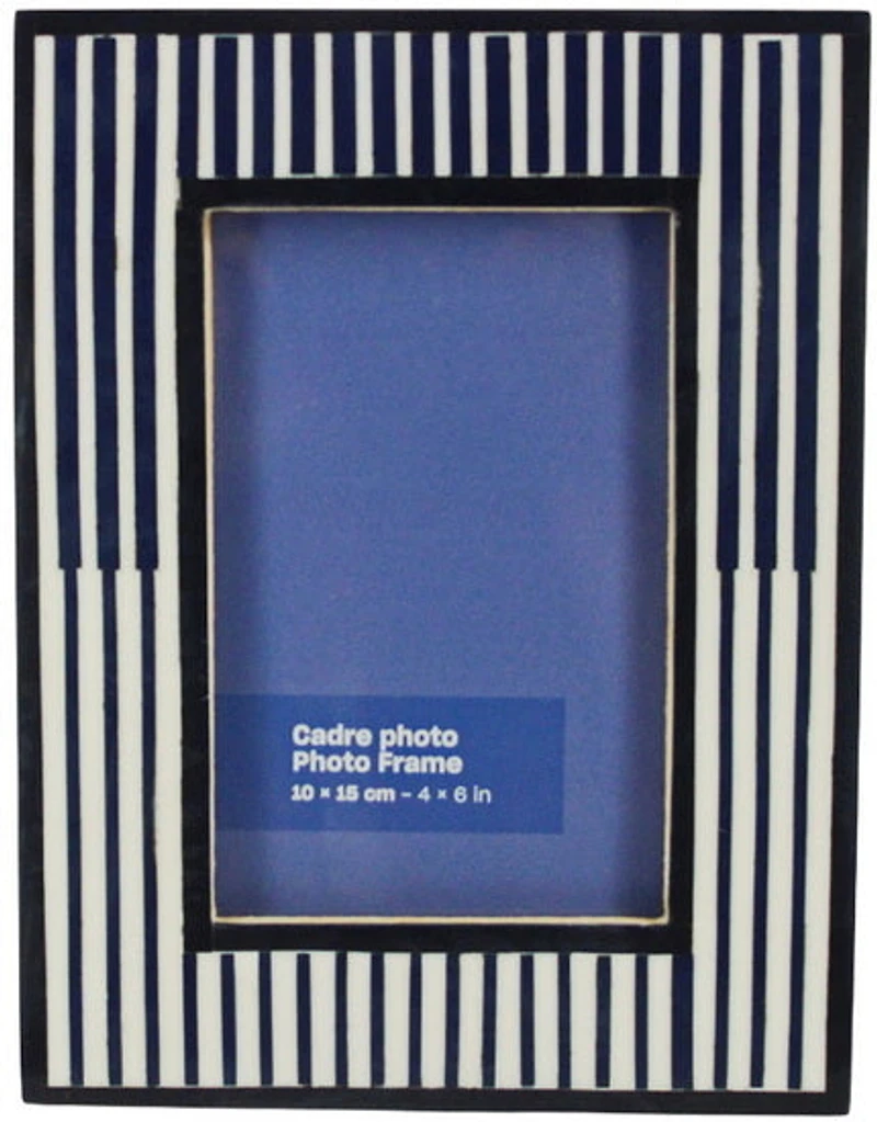 Blue & ivory stripe pattern photo frame