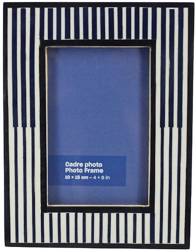 Blue & ivory stripe pattern photo frame