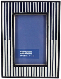 Blue & ivory stripe pattern photo frame