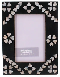 Black resin with heart flower design photo frame