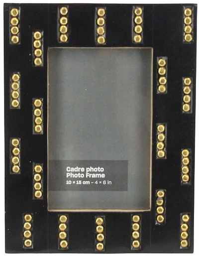 Black resin with gold color stud design photo frame