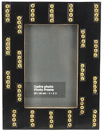 Black resin with gold color stud design photo frame