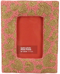 Pink & gold glass beads hand embroidered animal print design pho