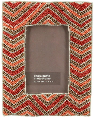 Coral / ivory glass beaded with wooden beads hand emroidered pho