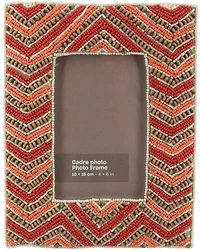 Coral / ivory glass beaded with wooden beads hand emroidered pho