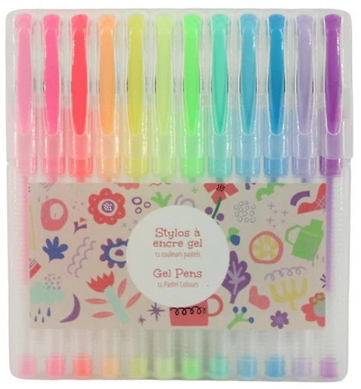 Ens. 12 stylos gel - pastel