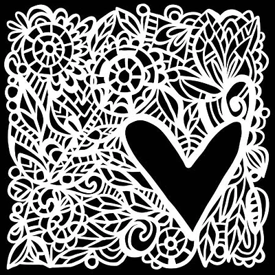 Pochoir technique mixte 6x6 po - Cadre d'amour