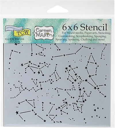 Pochoir technique mixte 6x6 po - Constellations