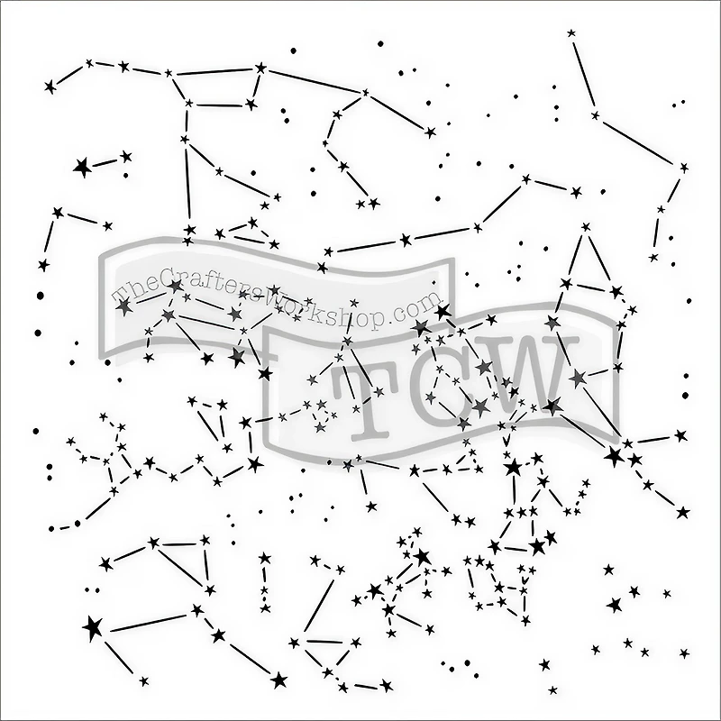 Pochoir technique mixte 6x6 po - Constellations