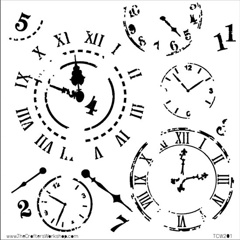 Pochoir voyage dans le temps- 6x6po