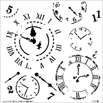 Mixed Media Stencil 6x6 in - Time Travel