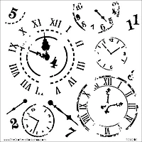 Mixed Media Stencil 6x6 in - Time Travel