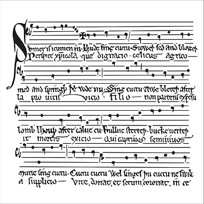 Pochoir technique mixte 6x6 po - Musique médiévale