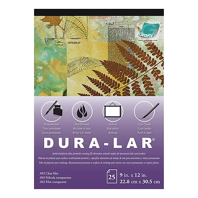 Tablette dura-lar clair 25 fles  .005 9x12po