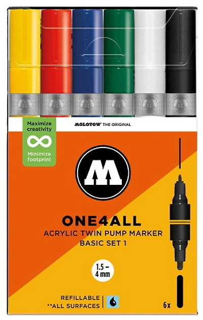 Marqueurs one4all double pointe base 1 ens. 6