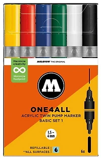 Marqueurs one4all double pointe base 1 ens. 6