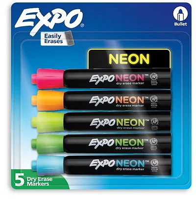 Ens. 5 feutres effaçables à sec néon