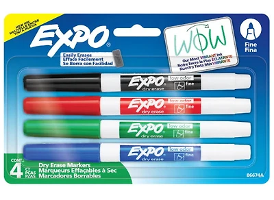 Ens. 4 feutres effaçables à sec à faible odeur