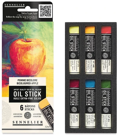 Cardboard box - 6 mini oil sticks - Bicoloured apple
