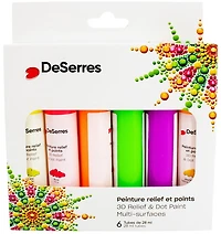Peinture relief 6x28ml Néon
