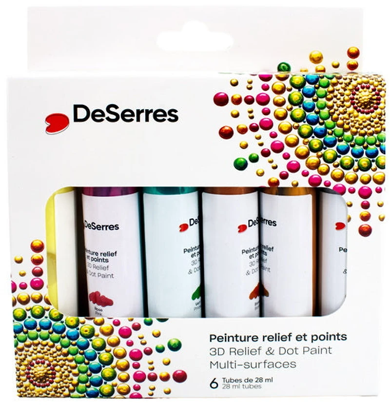 Peinture relief 6x28ml Métallique