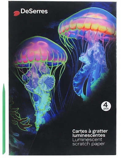Carte à gratter luminescentes Méduses