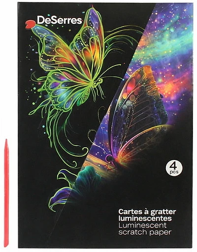 Cartes à gratter luminescentes Papillons