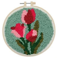 Ens. punch needle déco maison fleur