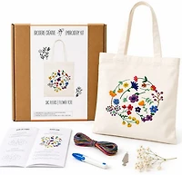 Ens. broderie tote bag fleuri