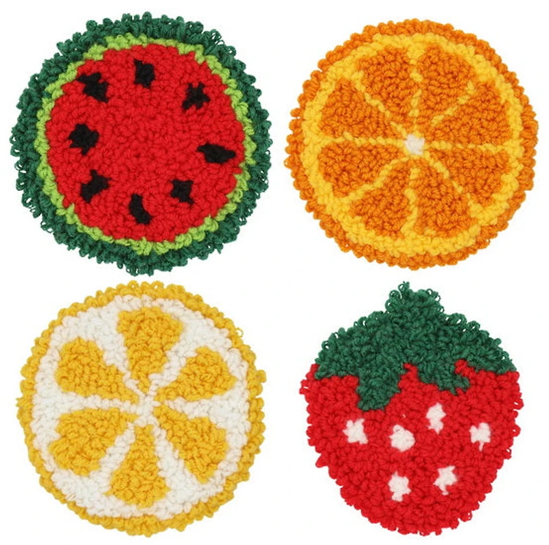 Ens. sous-verres punch needle fruit