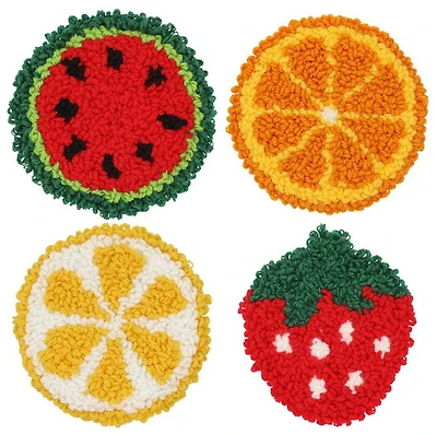 Ens. sous-verres punch needle fruit