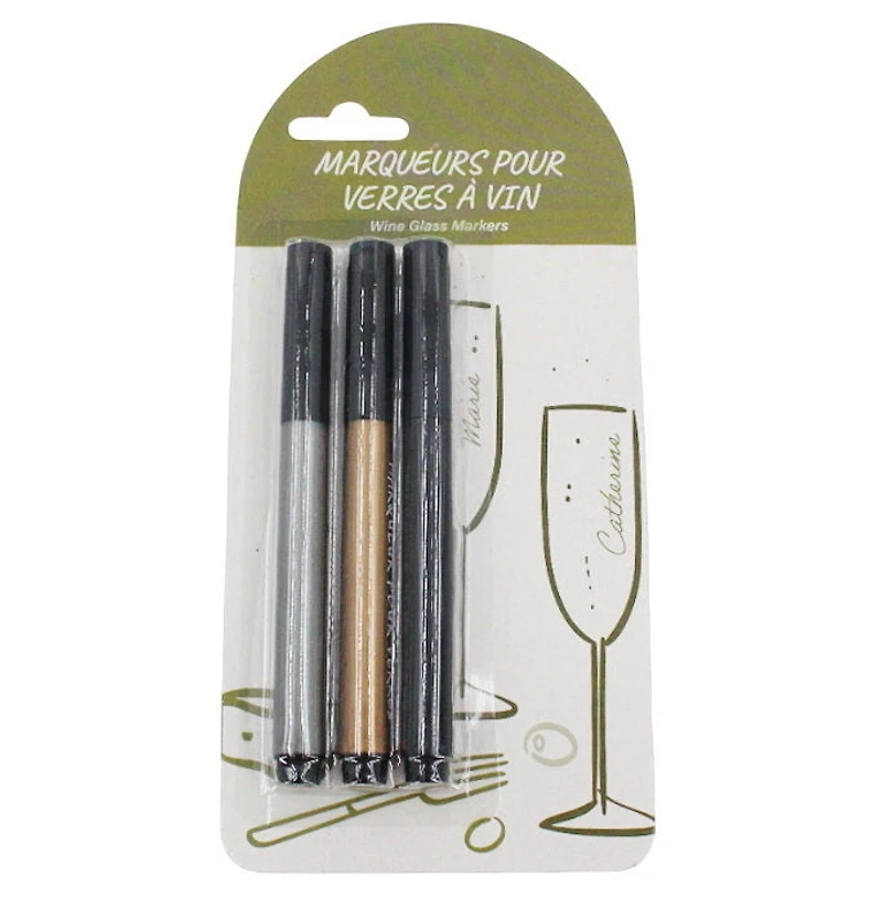 Ens. 3 marqueurs pour verres