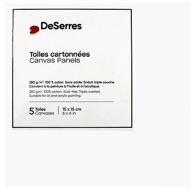 Ens.5 toiles cartonnées 6x6po