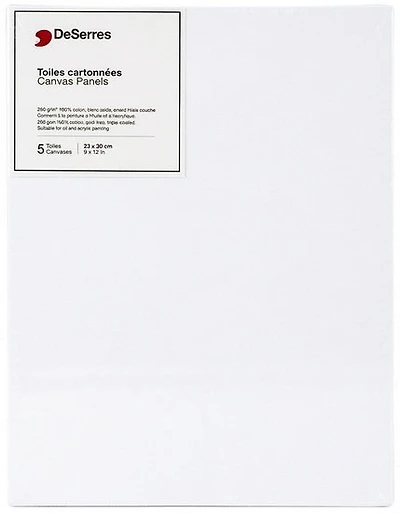 Ens.5 toiles cartonnées 9x12po