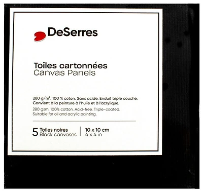 Ens.5 toiles cartonnées noires 4x4po