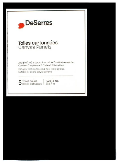Black Canvas Board 5x7in - 5pcs