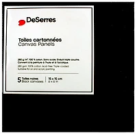 Ens.5 toiles cartonnées noires 6x6po