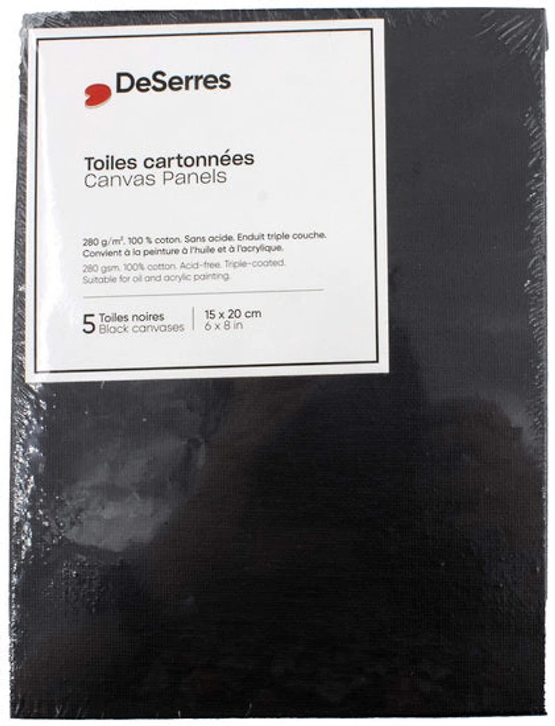 Ens.5 toiles cartonnées noires 6x8po