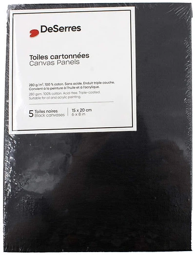 Ens.5 toiles cartonnées noires 6x8po