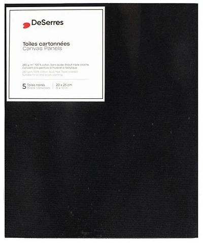 Ens.5 toiles cartonnées noires 8x10po