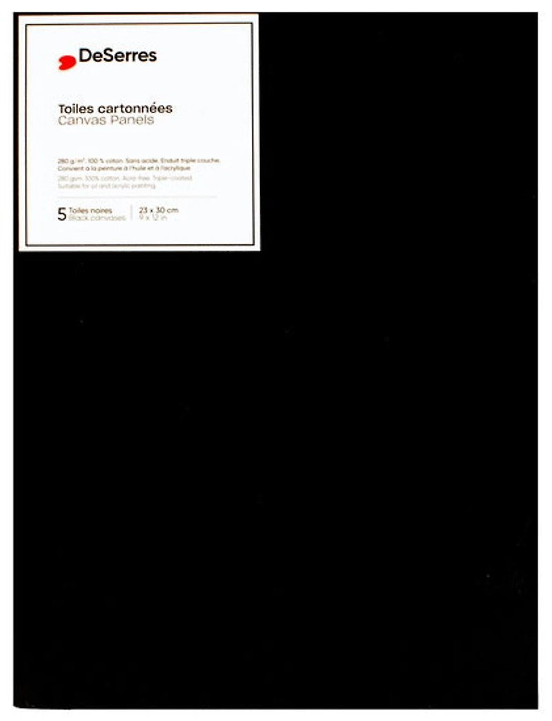 Ens.5 toiles cartonnées noires 9x12po