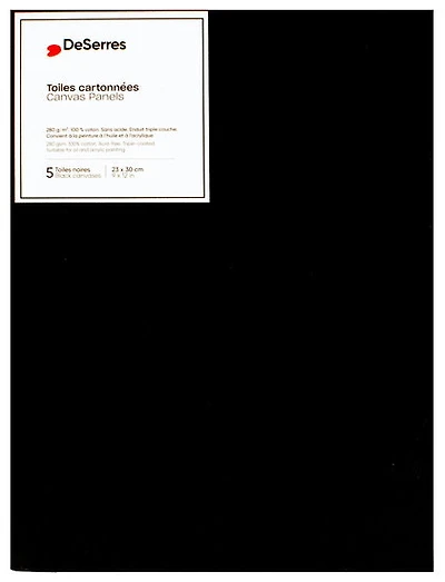 Ens.5 toiles cartonnées noires 9x12po