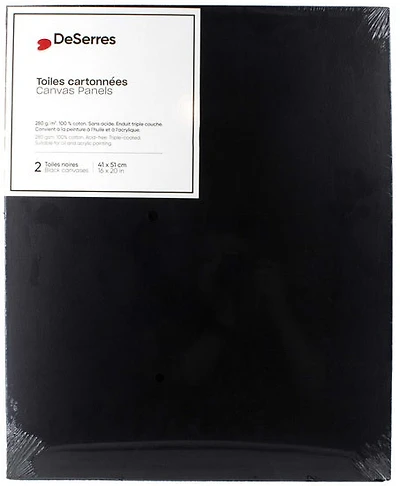 Ens.2 Toiles cartonnées noires 16x20po