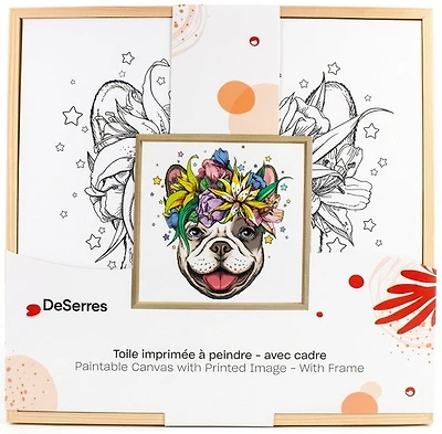 Toile avec image à peindre 30x30cm - Chien