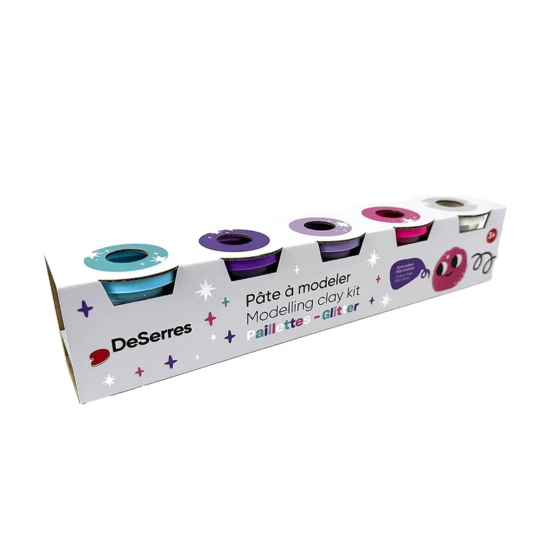 Set of 5 Glitter Modeling Doughs