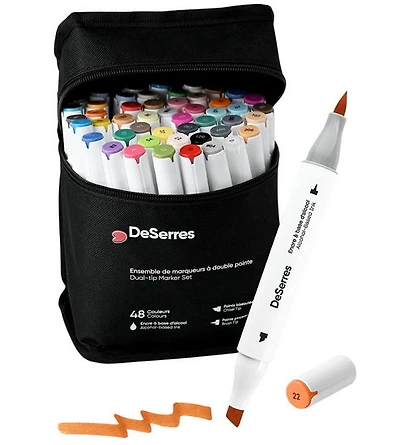 Ens. 48 marqueurs à alcool double pointe