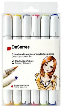Ens. 6 marqueurs à alcool double pointe