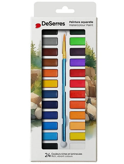 Ens. aquarelle - 24 demi-godets